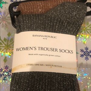Banana Republic Women's Sparkling Gray and Brown Socks